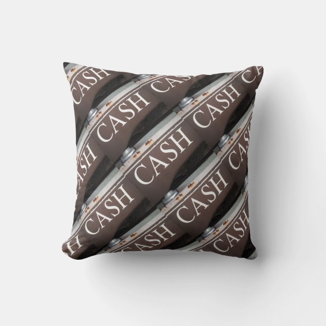 Antique tow truck sign...CASH Throw Pillow (Front)