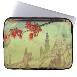 Antique Tower, Magnolia and Maple Flower Phone Laptop Sleeve