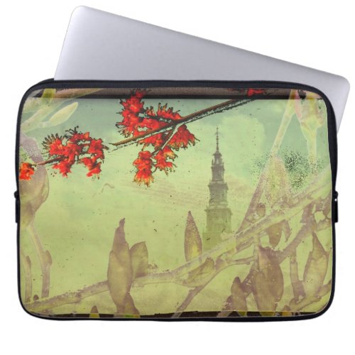 Antique Tower Magnolia and Maple Flower Phone Laptop Sleeve