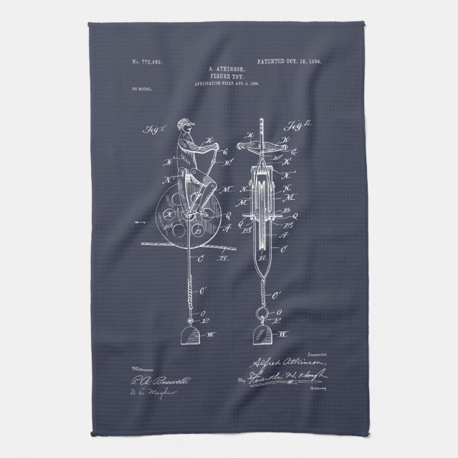 Antique Toy 1904 Patent Drawing Kitchen Towel (Vertical)