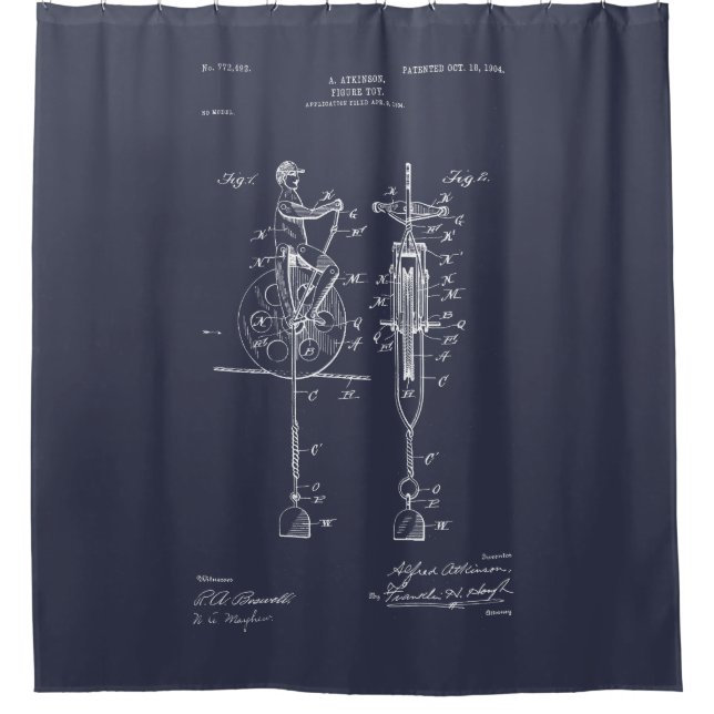 Antique Toy 1904 Patent Drawing Shower Curtain (Front)