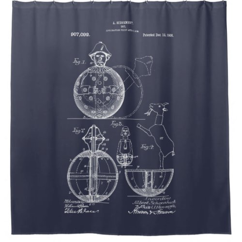 Antique Toy 1908 Roly Poly Patent Drawing Shower Curtain