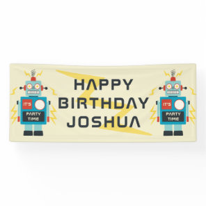 Antique Toy Robot Birthday Banner