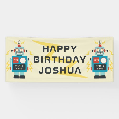 Antique Toy Robot Birthday Banner