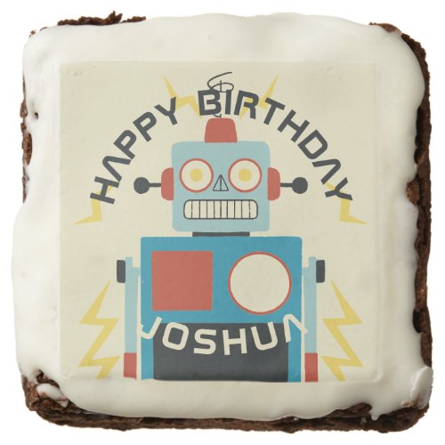 Antique Toy Robot Birthday Brownie