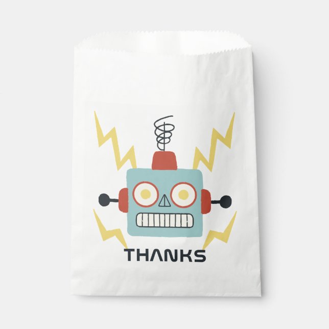 Antique Toy Robot Birthday Favor Bag (Front)