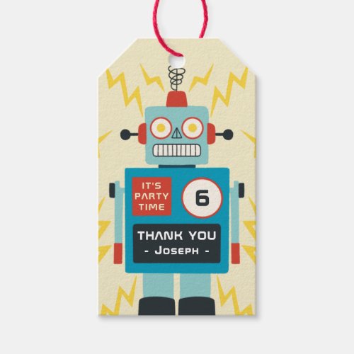 Antique Toy Robot Birthday Gift Tags