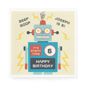 Antique Toy Robot Birthday Napkins