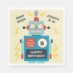 Antique Toy Robot Birthday Napkins