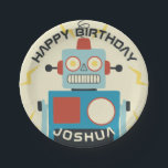 Antique Toy Robot Birthday Paper Plates<br><div class="desc">Customize the text for your event. Original robot illustration by Becky Nimoy</div>