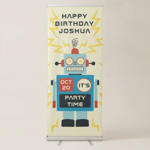 Antique Toy Robot Birthday Retractable Banner