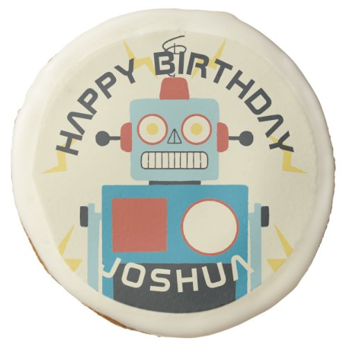 Antique Toy Robot Birthday Sugar Cookie