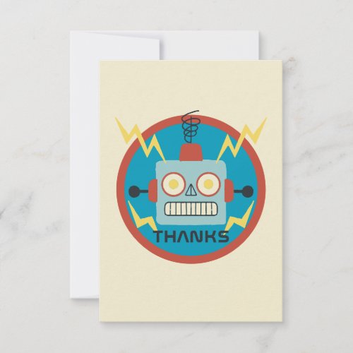 Antique Toy Robot Birthday Thank You Card