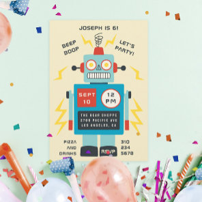 Antique Toy Robot Children’s Birthday Invitation