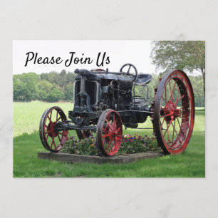 Antique Tractor Birthday Invitation