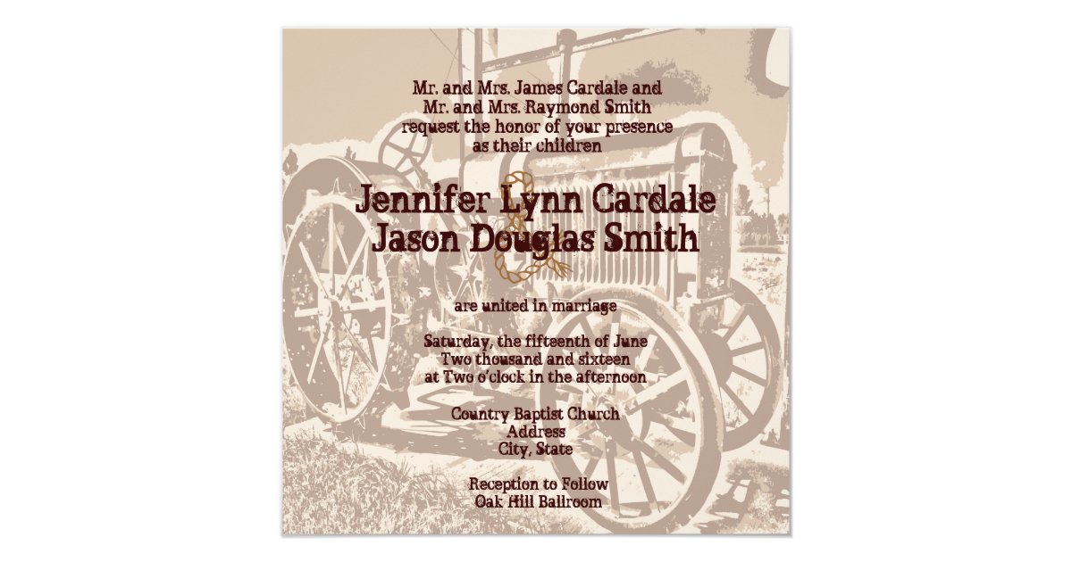 Vintage Farm Wedding Invitations 5