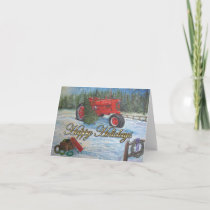 Antique Tractor Happy Holidays at a Tree Farm Card