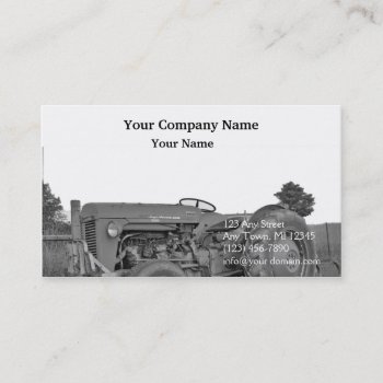 Antique Tractor In Black And White Business Card by NoteableExpressions at Zazzle