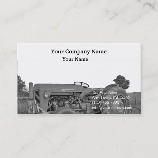 Customizable Antique Tractor in Black and White Business Cards