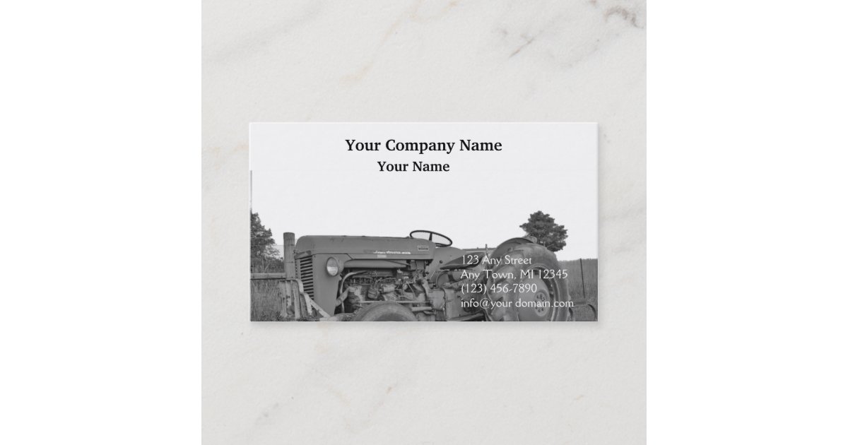 Antique Tractor in Black and White Business Card | Zazzle