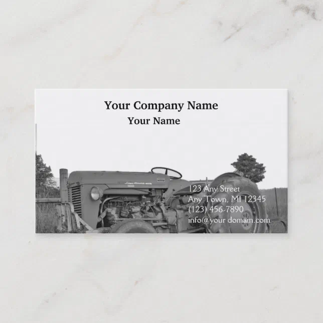 Antique Tractor in Black and White Business Card | Zazzle