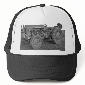 Antique Tractor in Black and White Cap