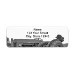 Antique Tractor In Black And White Return Address Label at Zazzle