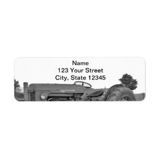 Antique Tractor in Black and White Return Address Label