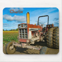 Antique Tractor in the Tulip Fields Mouse Pad