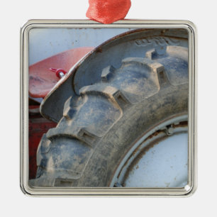 antique tractor metal ornament