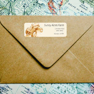 Antique  tractor -watercolor label