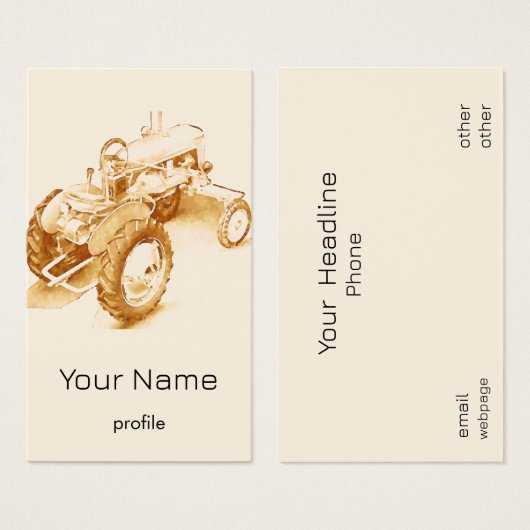 Antique tractor - watercolor vertical (Front & Back)