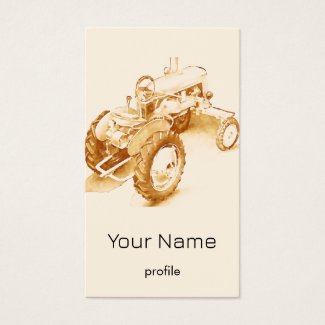Antique tractor - watercolor  vertical