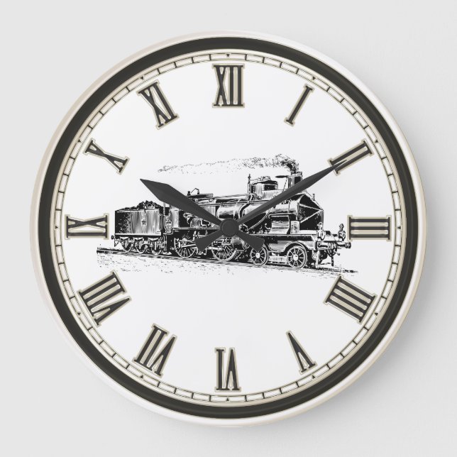 Antique train home office decor clock (Front)