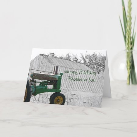 Antique Trator And Old Barn-customize It Card
