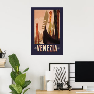 Antique Travel Poster Venice Italy 1920