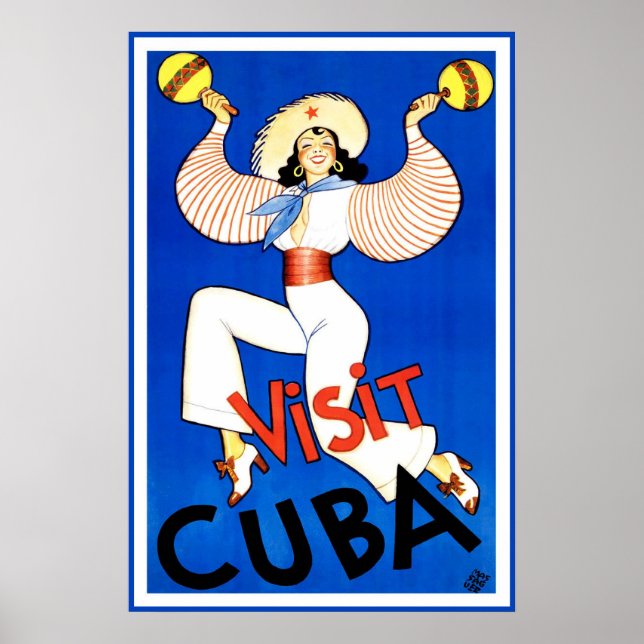 Antique Travel Poster Visit Cuba (Front)