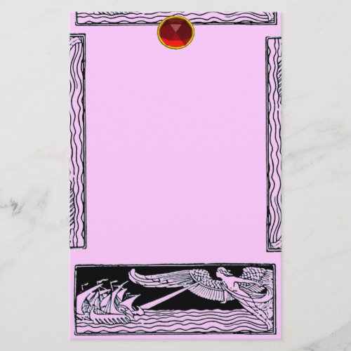 ANTIQUE TRAVEL RUBY  pink Stationery