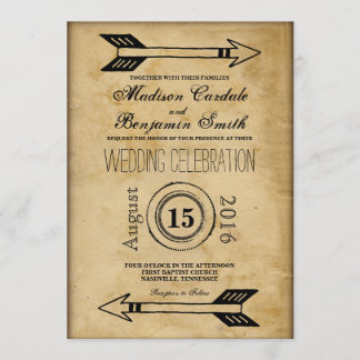 Antique Tribal Arrow Vintage Wedding Invitations