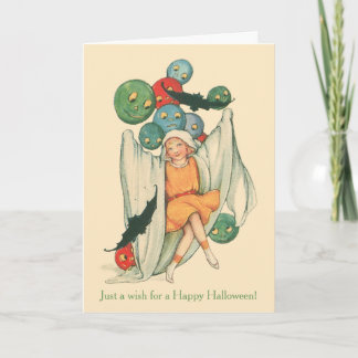Antique Trick or Treat and Bats Vintage Halloween Card