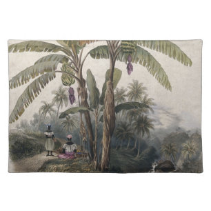 Antique Tropical Banana Tree Forest   Vintage Bota Cloth Placemat