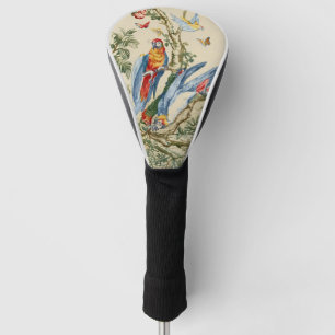 Antique Tropical Parrot and Butterfly Fine Art Golf Head Cover