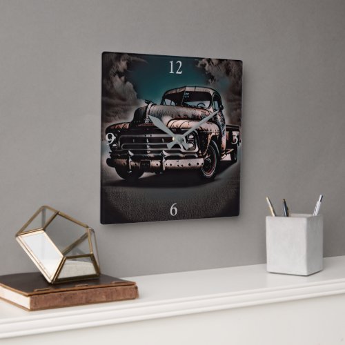Antique Truck _ A Timeless Classic Square Wall Clock