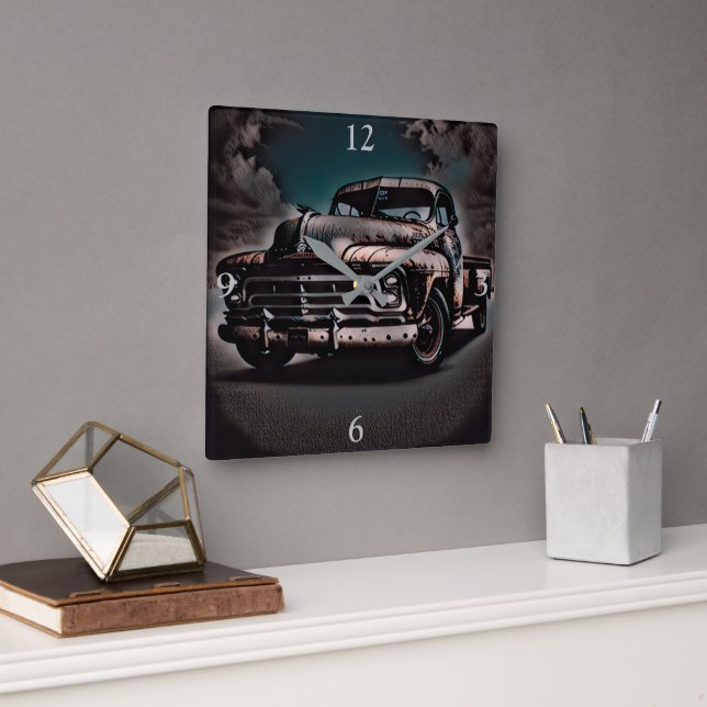 Antique Truck - A Timeless Classic Square Wall Clock (Office)