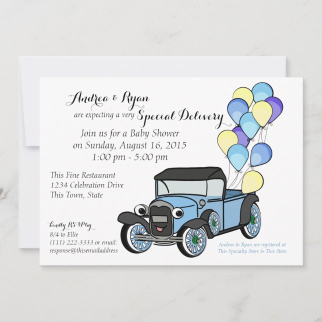 Antique Truck Baby Shower Invitation (Front)
