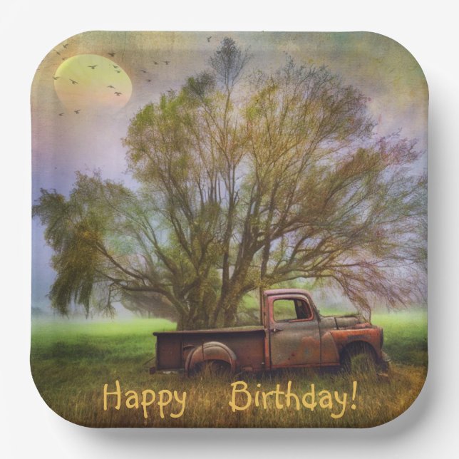 Antique Truck Birthday Paper Plates (Front)
