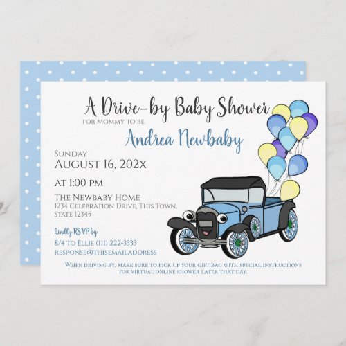 Antique Truck Drive By Baby Shower Invitation