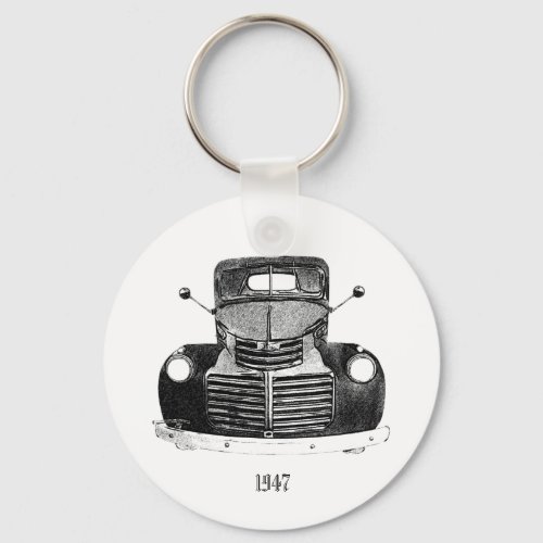 Antique Truck Sketch Keyrings Black and White