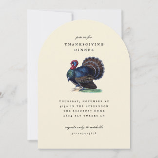 Antique Turkey Illustration Thanksgiving Dinner Invitation