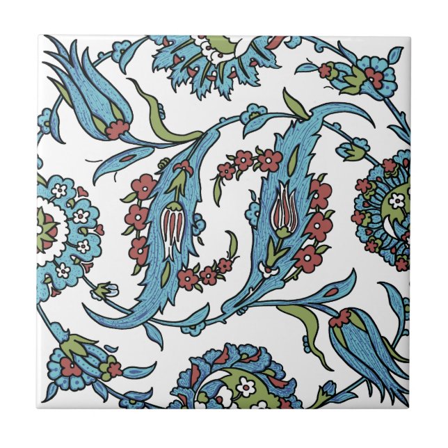 Antique Turkish Floral Composision Ceramic Tile (Front)